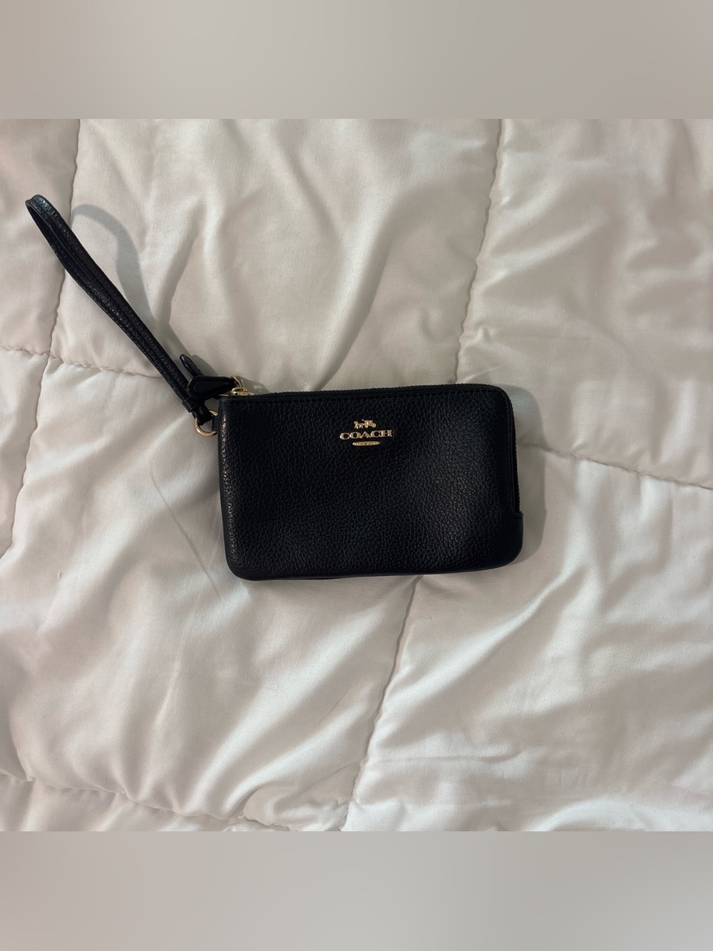 Coach Black Pebbled Leather Wristlet